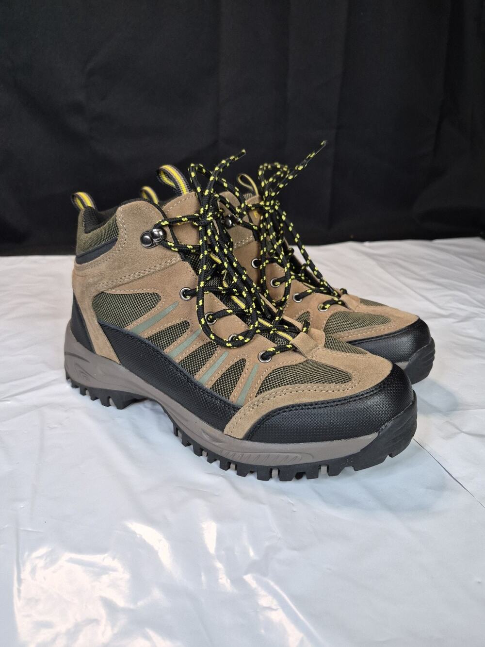 BearPaw Tan and Black Women's Lace-Up Hiking Boots